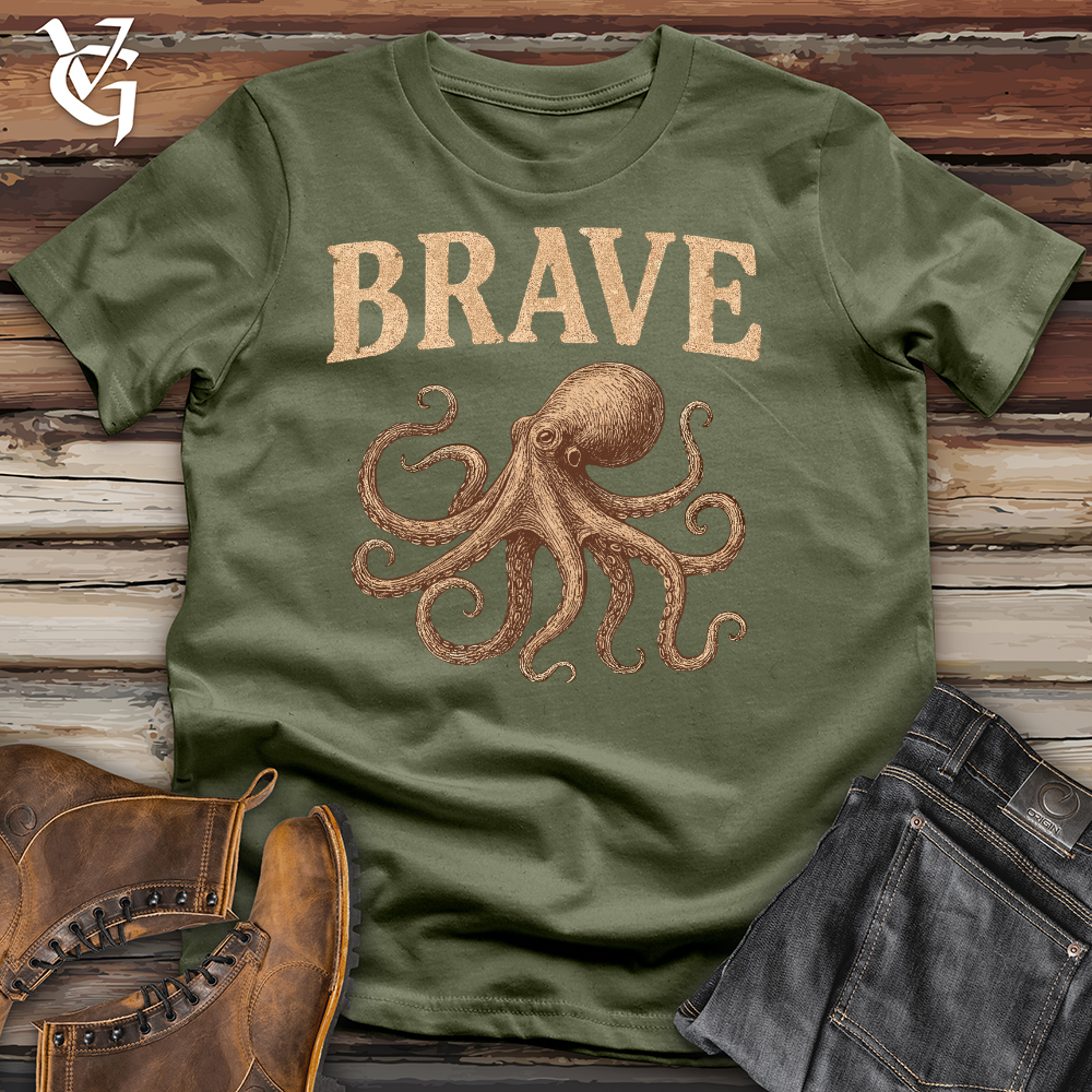 Viking Goods Brave Octopus Softstyle Tee Military Green / L