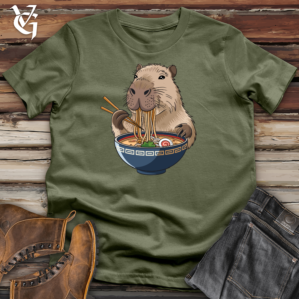 Viking Goods Capybara Eating Noodles Softstyle Tee Military Green / L