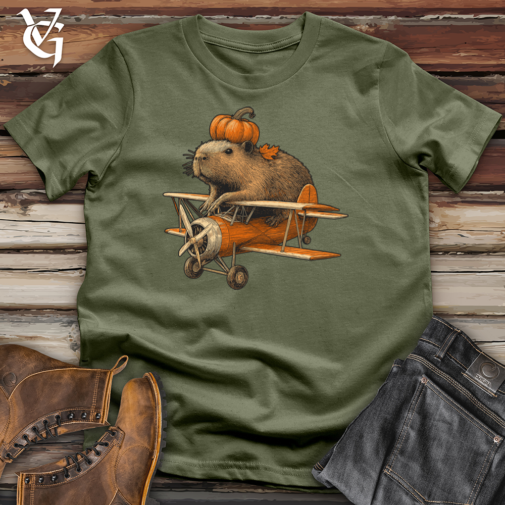 Viking Goods Capybara Pumpkin Aviator Softstyle Tee Military Green / L