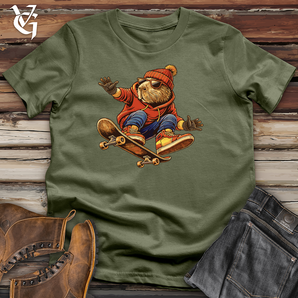 Viking Goods Capybara Skater Skateboarding Tee Military Green / L