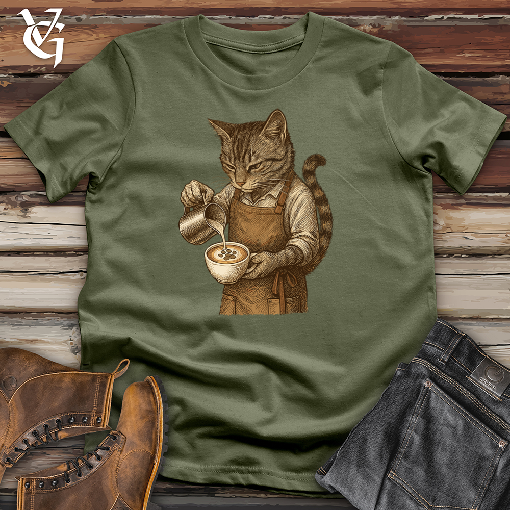 Viking Goods Cat Barista Tee Military Green / L
