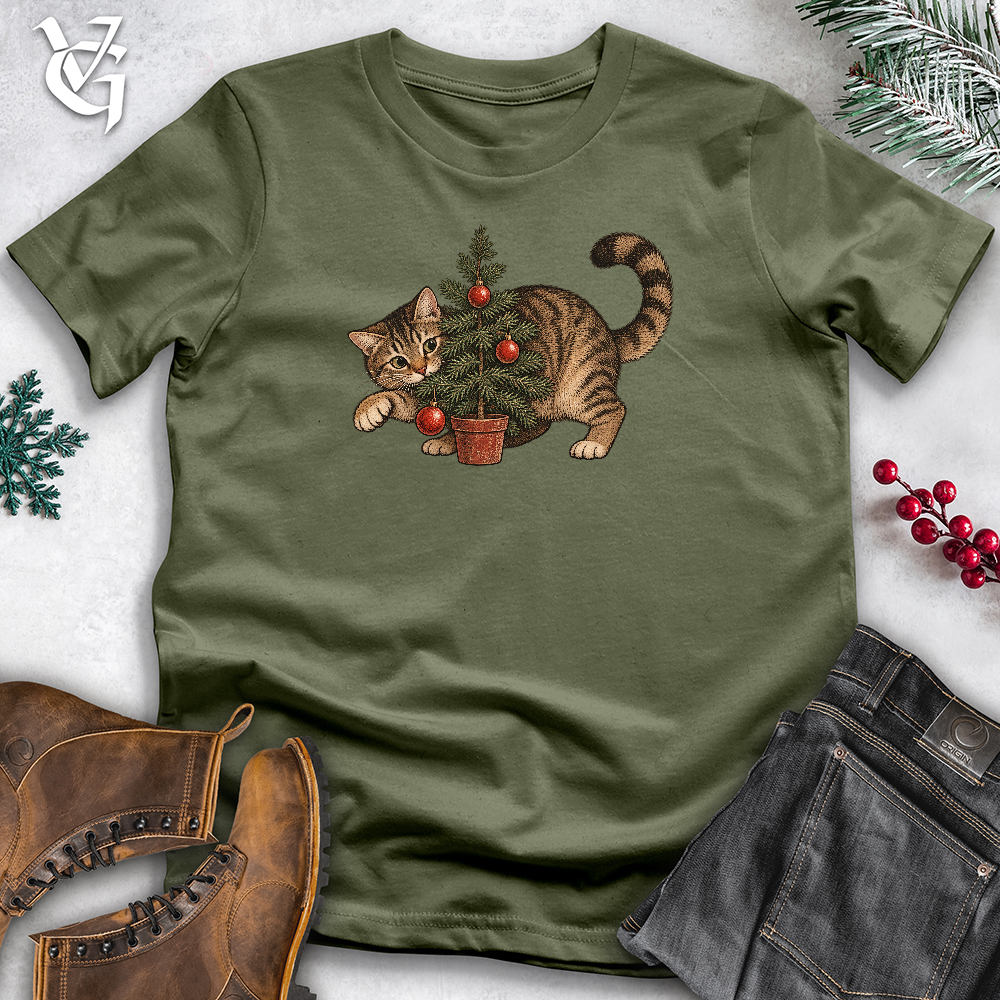 Viking Goods Cat Small Christmas Tree Softstyle Tee Military Green / L