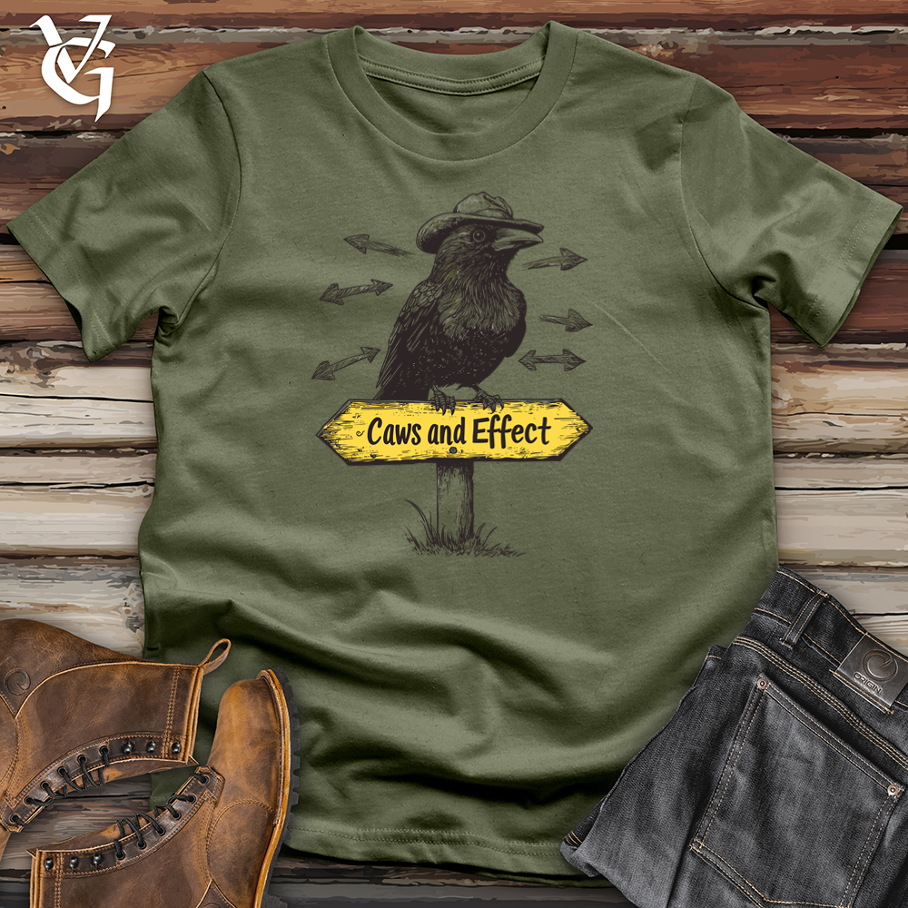 Viking Goods Caws And Effect Raven Softstyle Tee Military Green / L