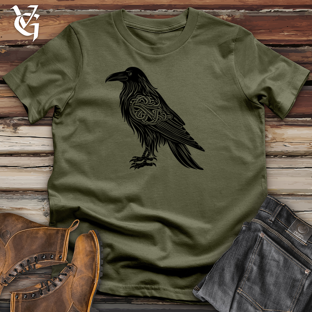Viking Goods Celtic Raven Silhouette Cotton Tee Military Green / L