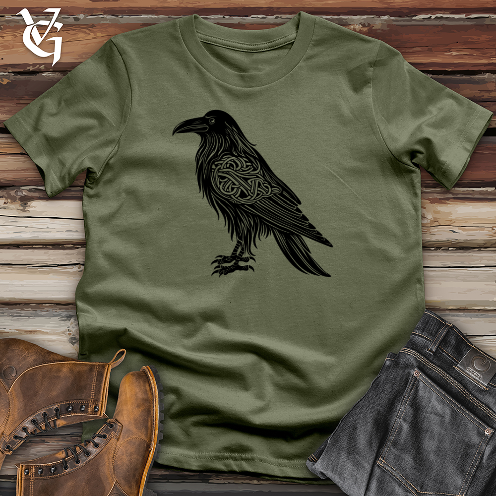 Viking Goods Celtic Raven Silhouette Softstyle Tee Military Green / L