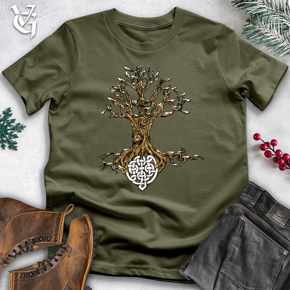 Viking Goods Celtic Roots With Snow Cotton Tee Military Green / L