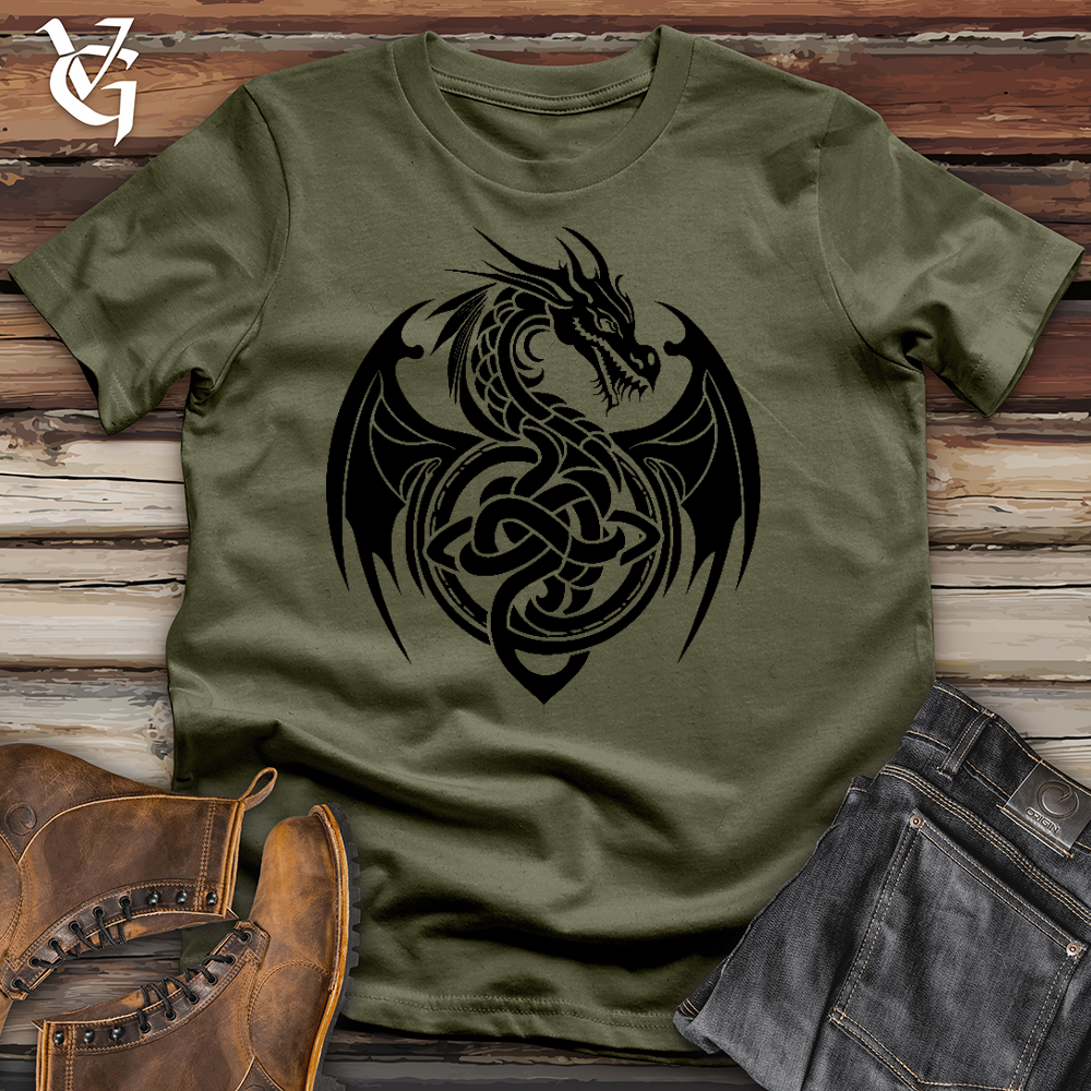 Viking Goods Celtic Rust Dragon Cotton Tee Military Green / L