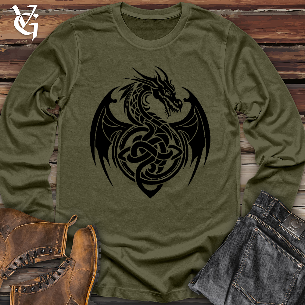 Viking Goods Celtic Rust Dragon Long Sleeve Military Green / L
