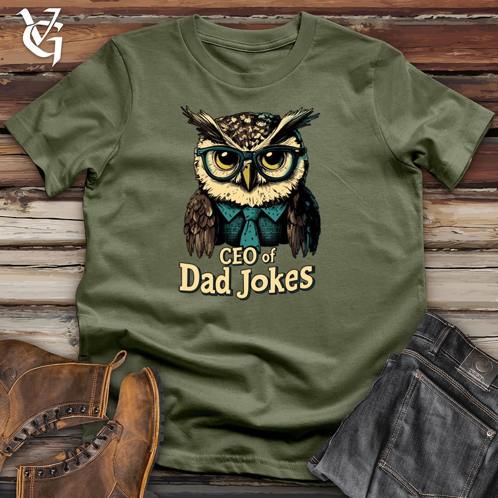Viking Goods Ceo of Dad Jokes Owl Softstyle Tee Military Green / L