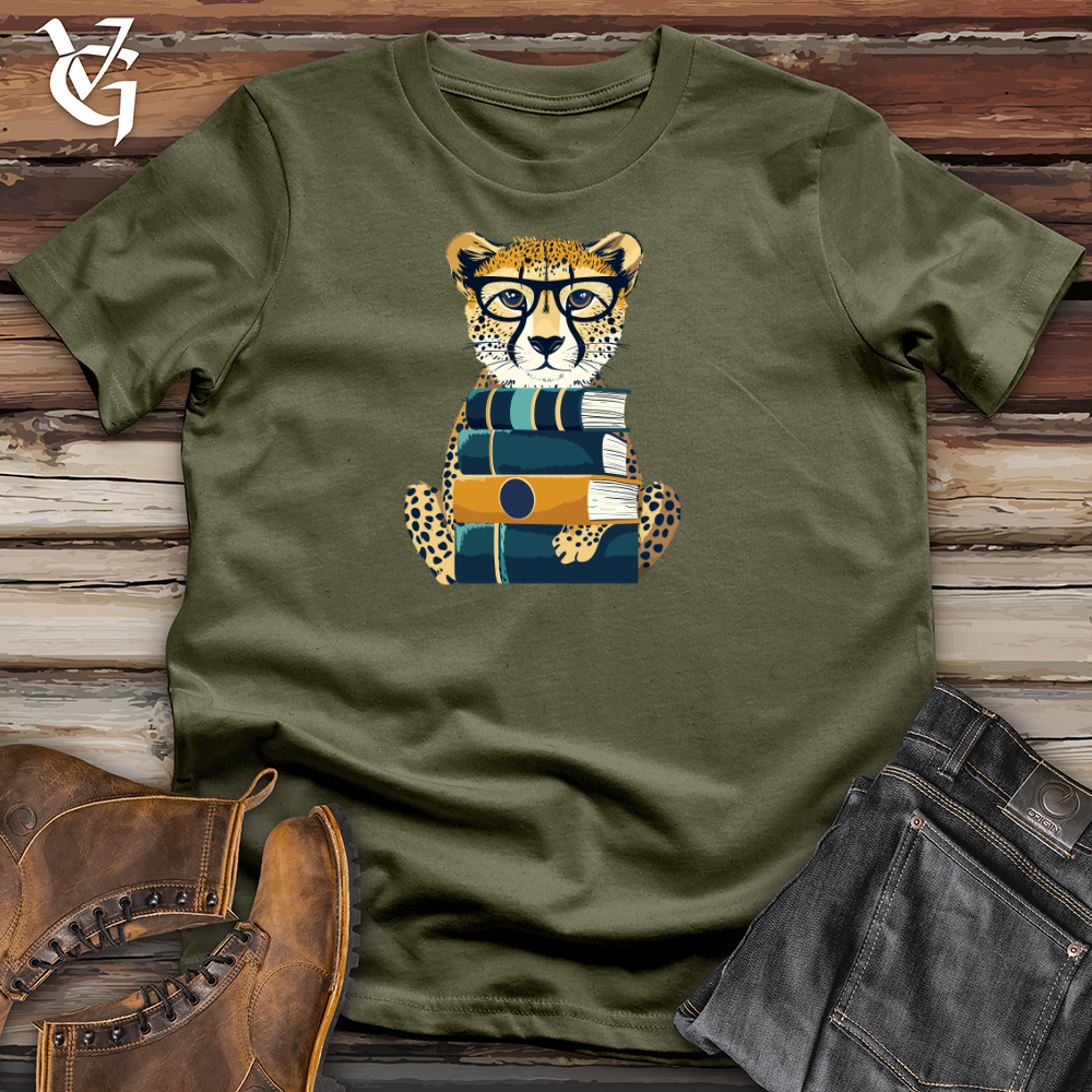 Viking Goods Cheetah Scholar Stack Cotton Tee Military Green / L