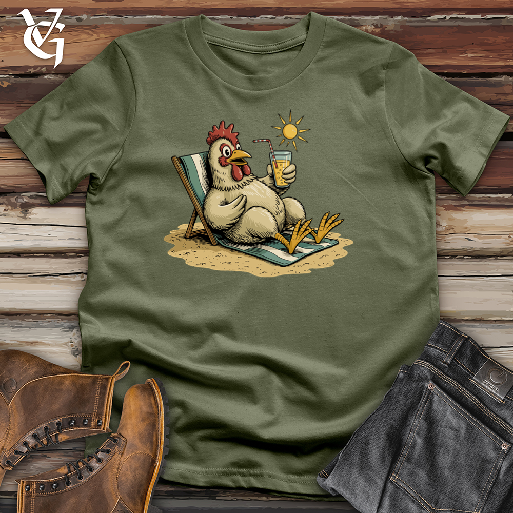Viking Goods Chicken With Glasses of Cocktail Tee Military Green / L