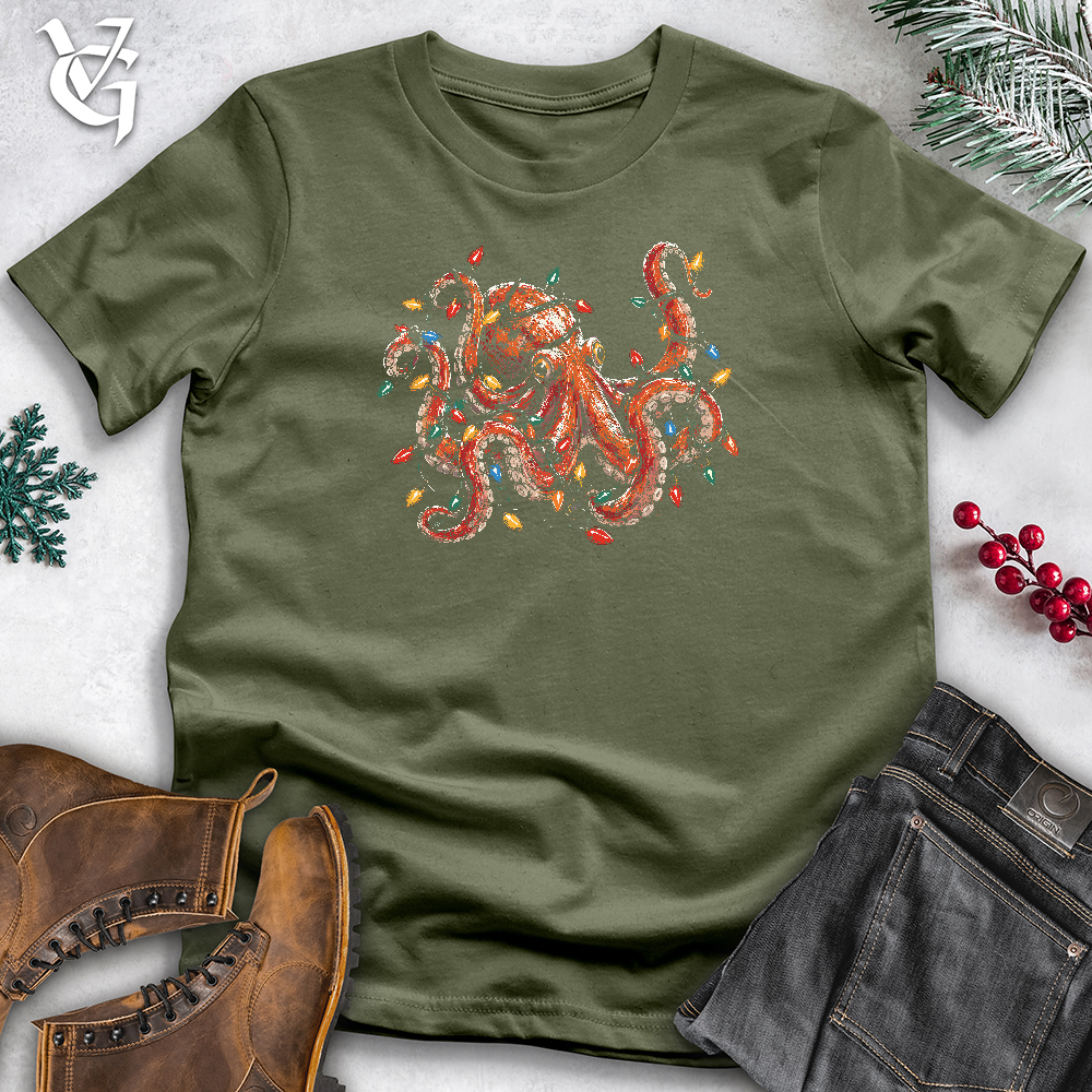 Viking Goods Christmas Lights Octopus Softstyle Tee Military Green / L