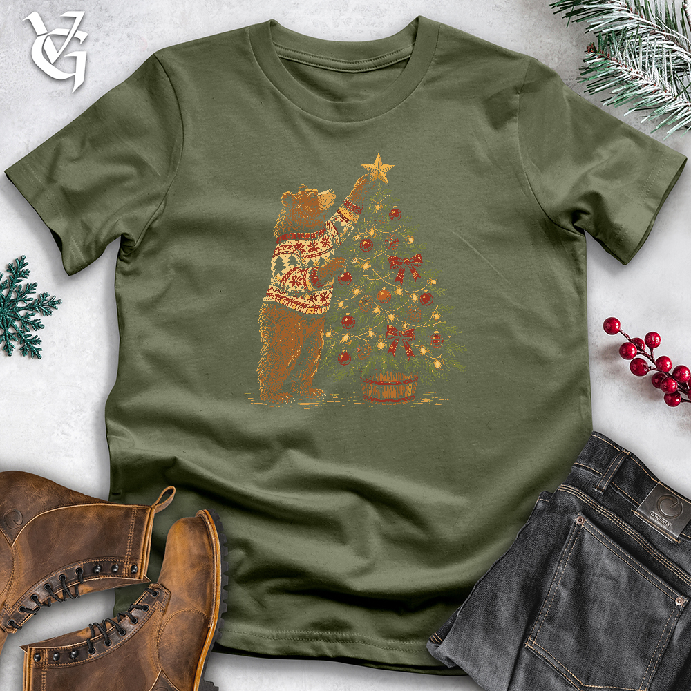 Viking Goods Christmas Tree Bear Softstyle Tee Military Green / L