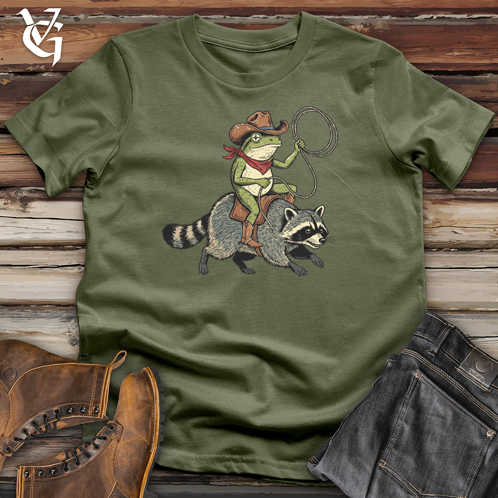 Viking Goods Cowboy Frog Riding Raccoon Tee Military Green / L
