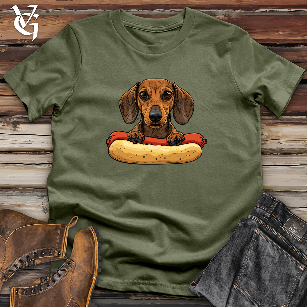 Viking Goods Dachshund Hotdog Hug Softstyle Tee Military Green / L