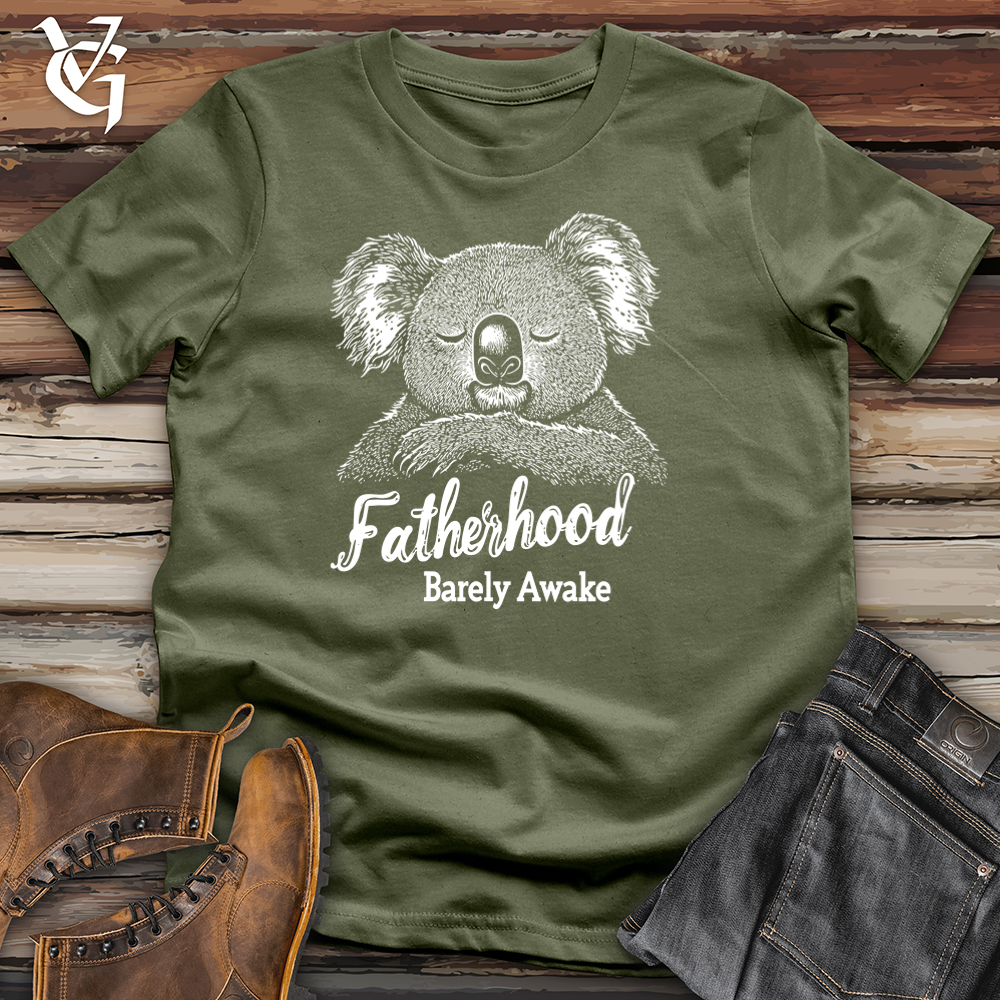 Viking Goods Fatherhood Barely Awake Softstyle Tee Military Green / L