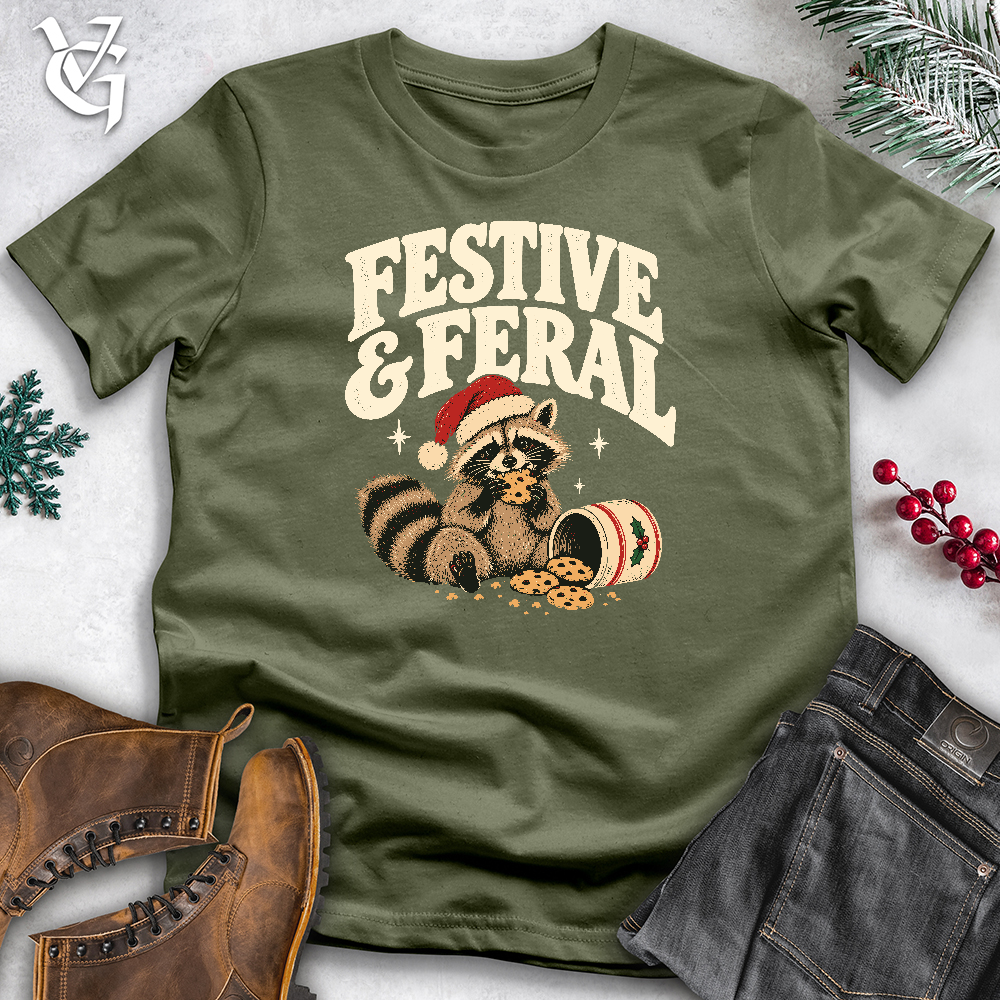 Viking Goods Festive and Feral Softstyle Tee Military Green / L