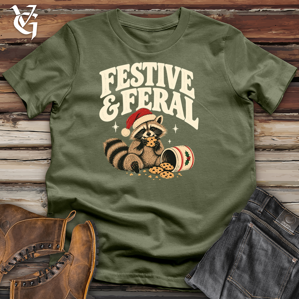 Viking Goods Festive and Feral Tee Military Green / L