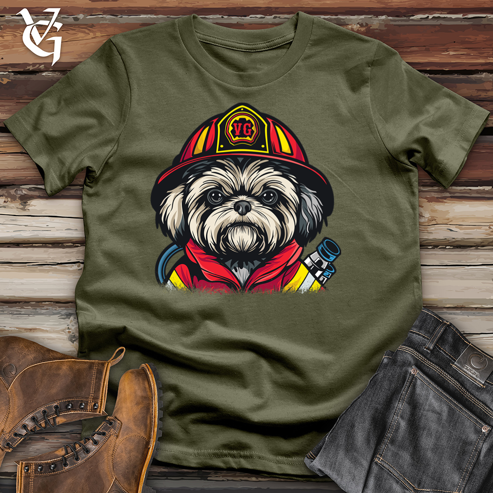 Viking Goods Firefighter Shih Tzu Cotton Tee Military Green / L
