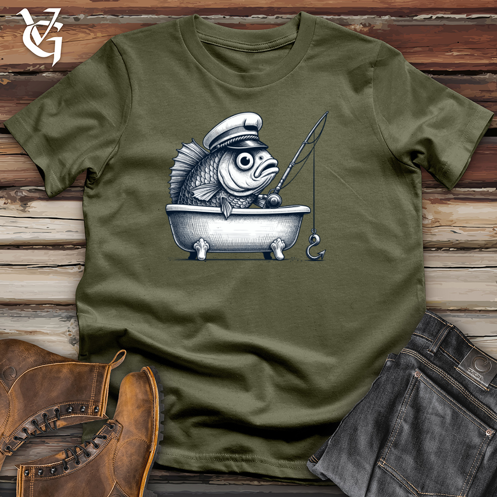 Viking Goods Fish Catching Fish Cotton Tee Military Green / L