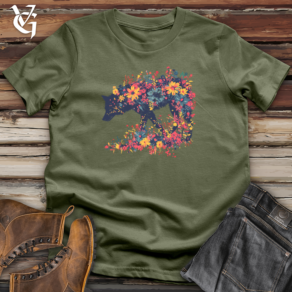Viking Goods Floral Wolf Silhouette Softstyle Tee Military Green / L