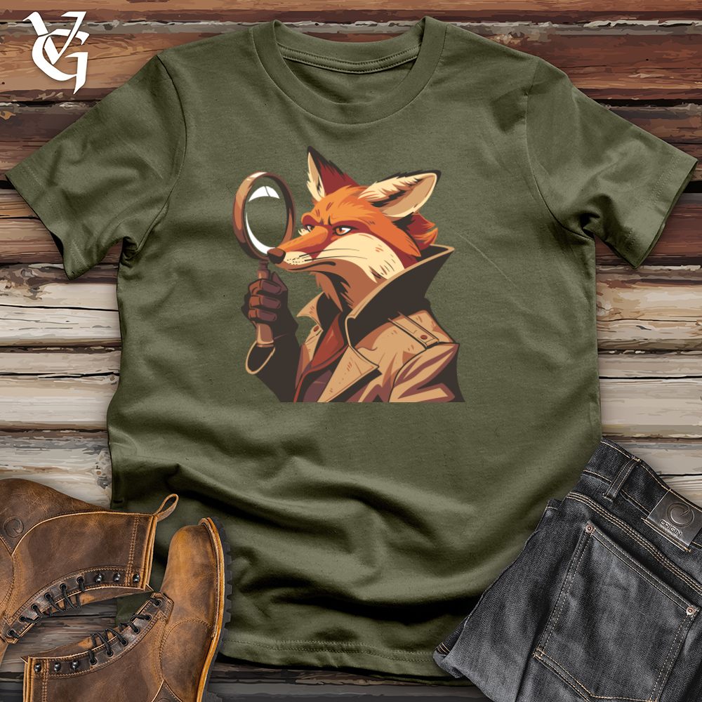 Viking Goods Fox Detective Sleuth Cotton Tee Military Green / L