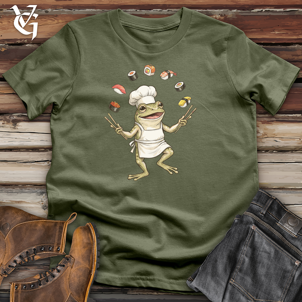 Viking Goods Frog Sushi Chef Tee Military Green / L