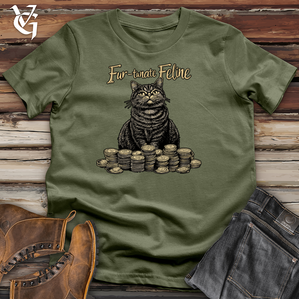 Viking Goods Furrtunate Feline Softstyle Tee Military Green / L