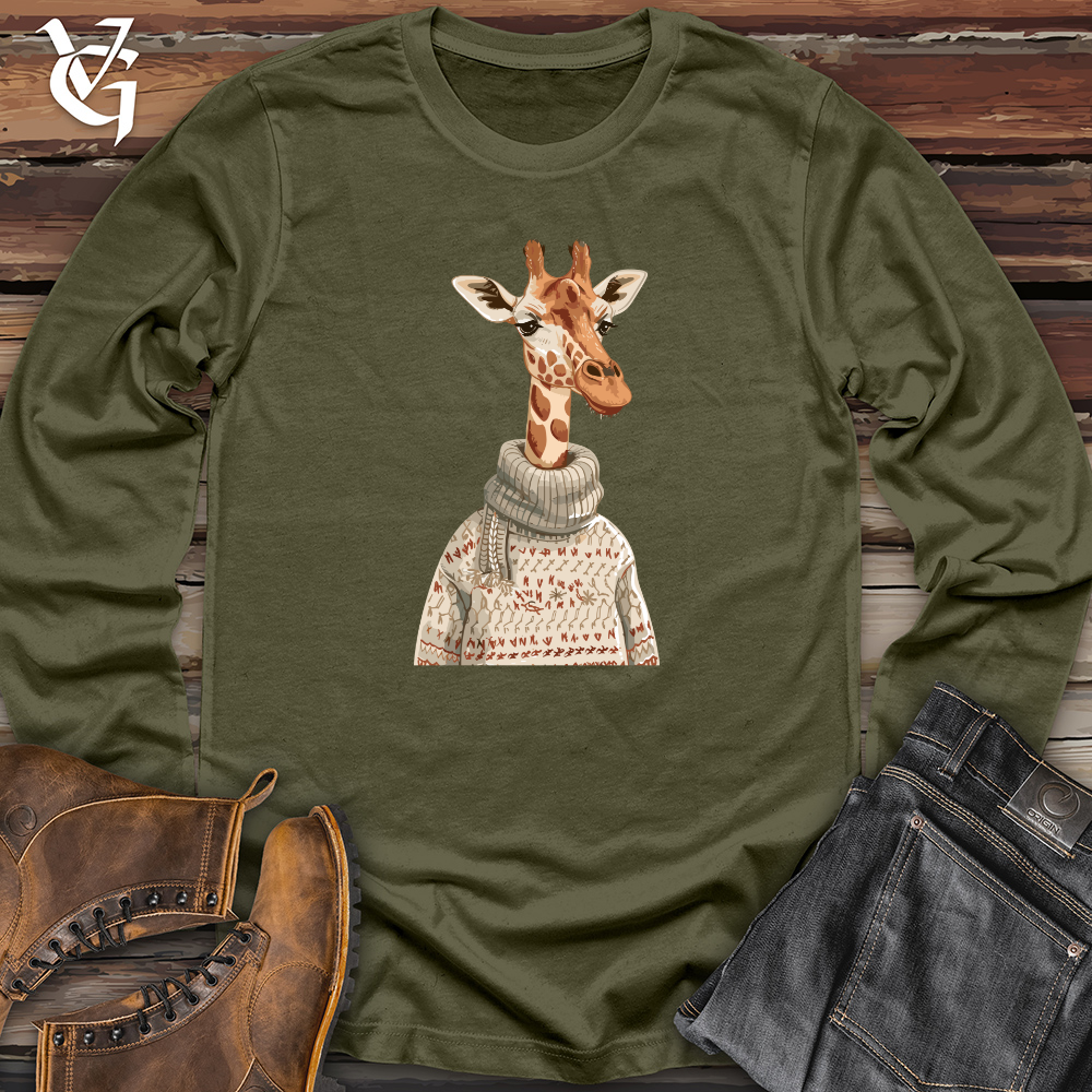 Viking Goods Giraffe Cozy Sweater Long Sleeve Military Green / L