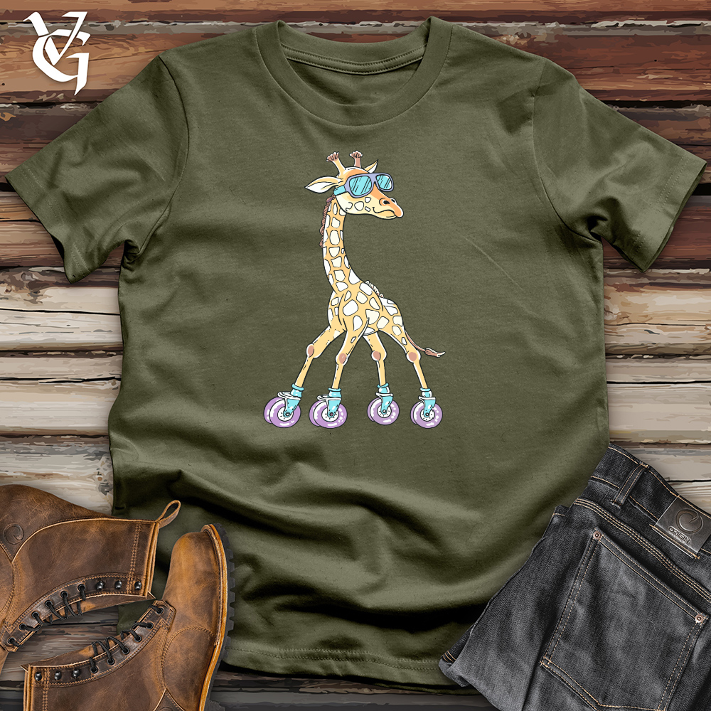 Viking Goods Giraffe Skating Cotton Tee Military Green / L