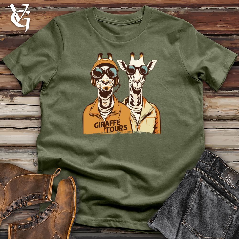 Viking Goods Giraffe Tours Pilots Softstyle Tee Military Green / L