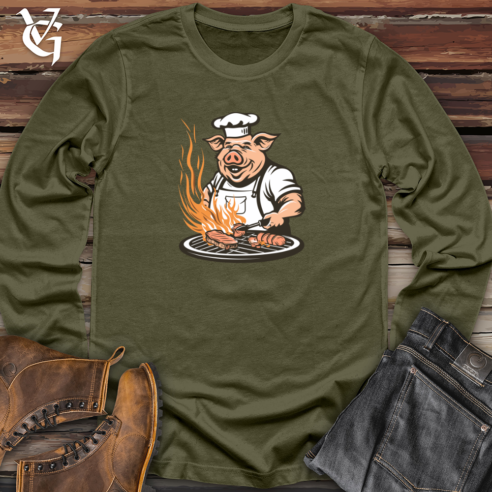 Viking Goods Grillmaster Swine Sizzle Long Sleeve Military Green / L