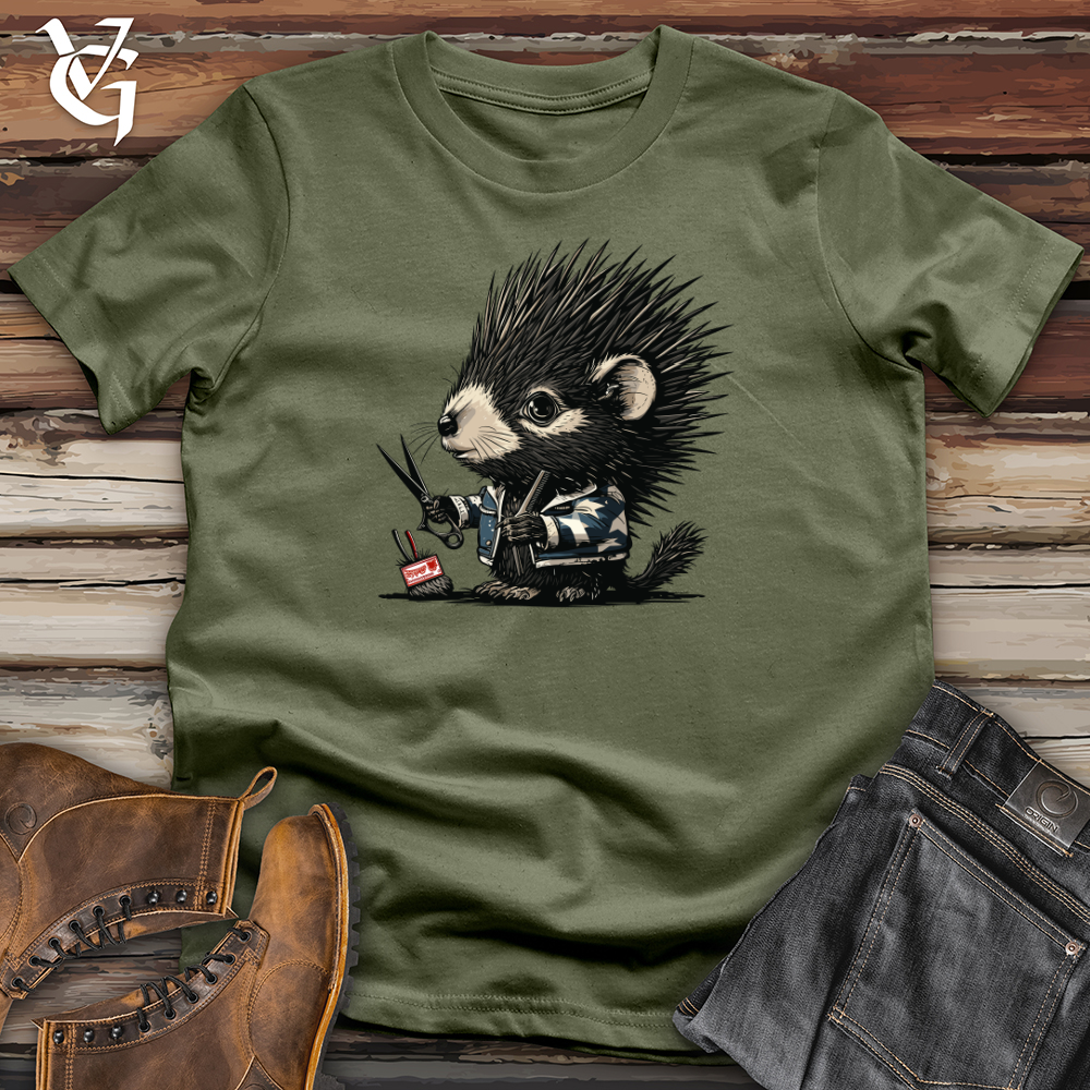 Viking Goods Hedgehog Barber Shop Softstyle Tee Military Green / L
