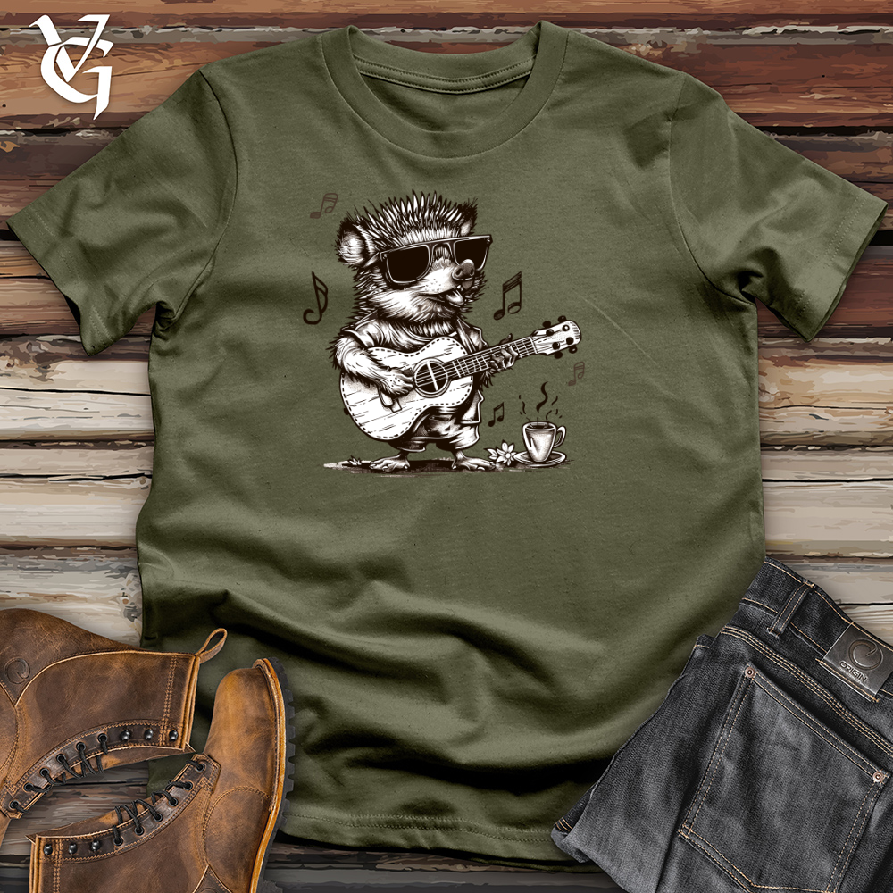 Viking Goods Hedgehog Ukulele Serenade Cotton Tee Military Green / L
