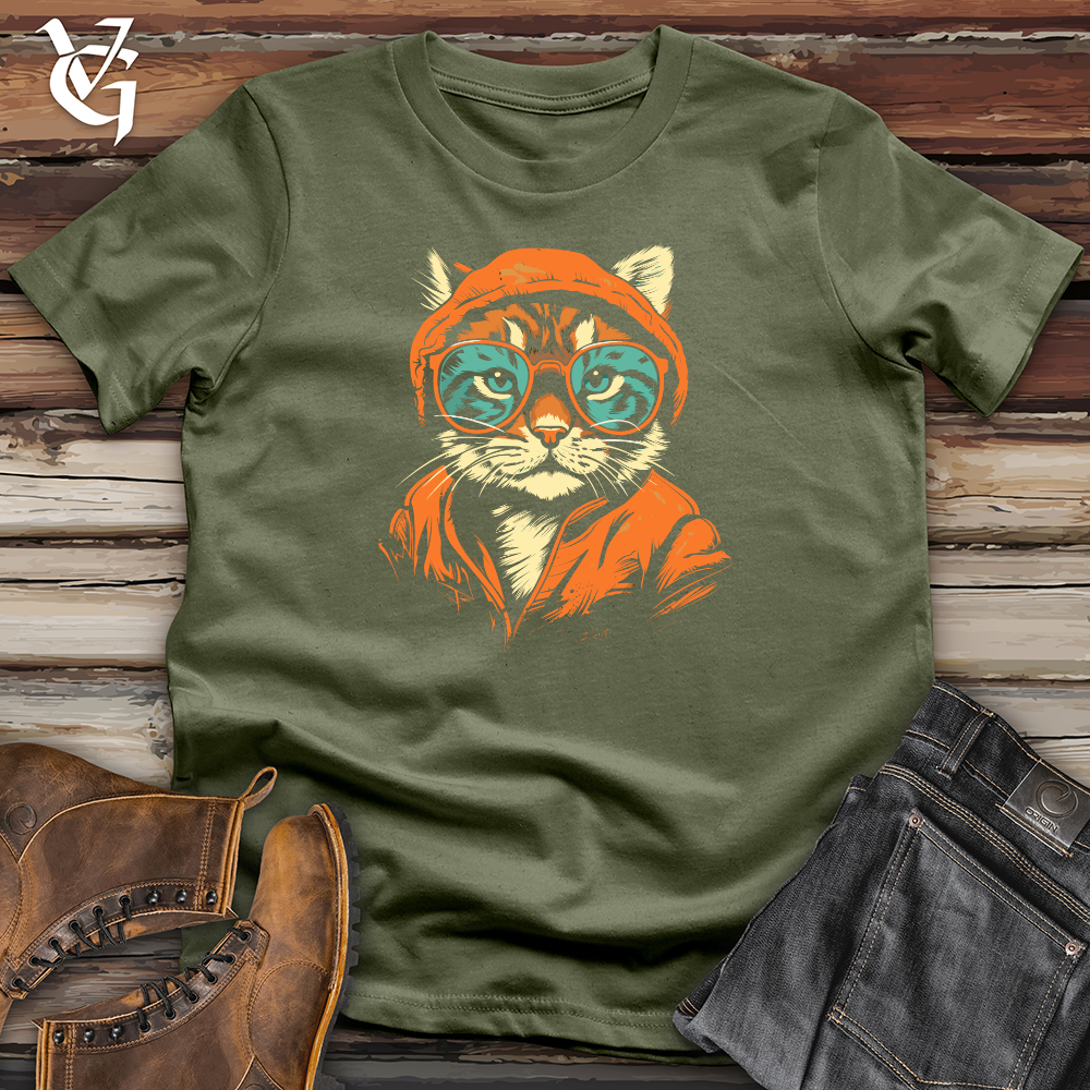 Viking Goods Hipster Cat Attitude Softstyle Tee Military Green / L