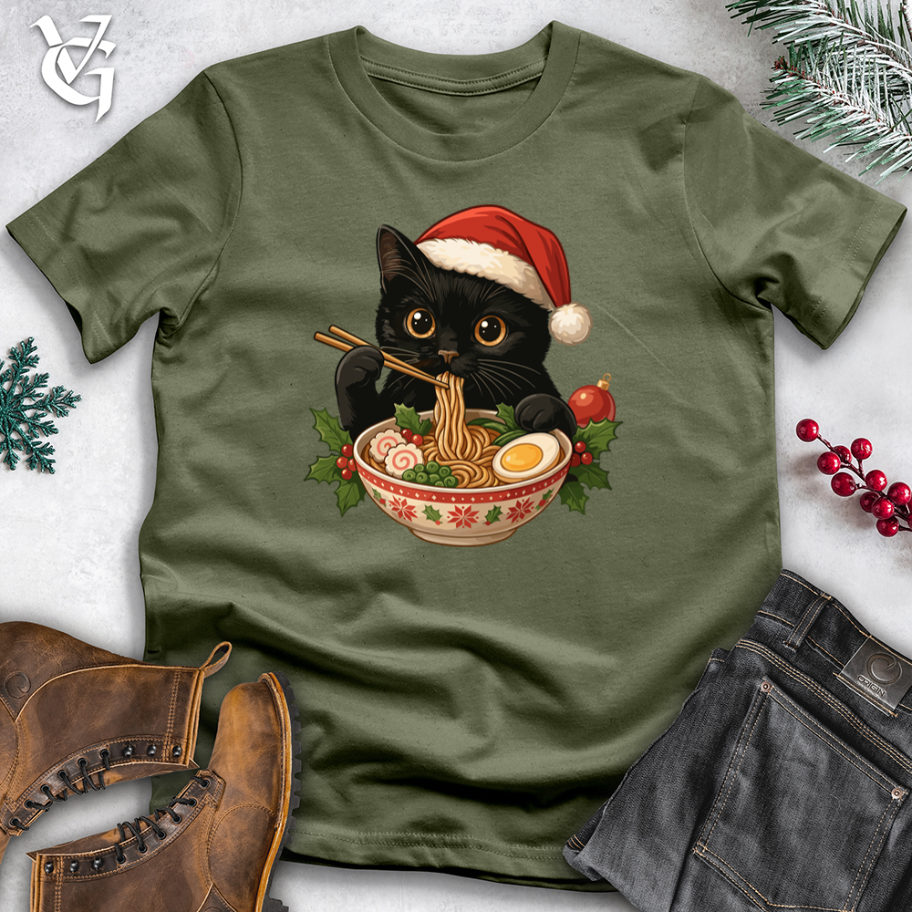 Viking Goods Holiday Ramen Cat Tee Military Green / L