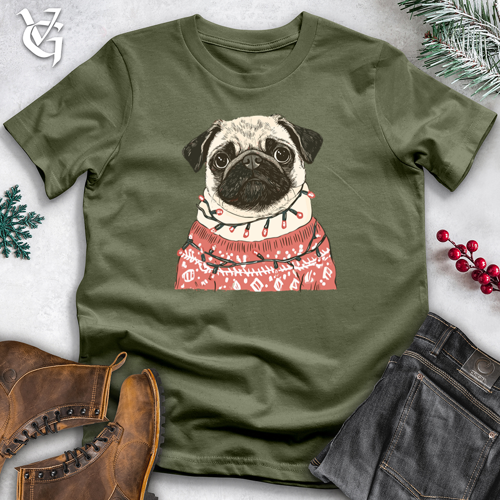 Viking Goods Holly Jolly Pug Softstyle Tee Military Green / L