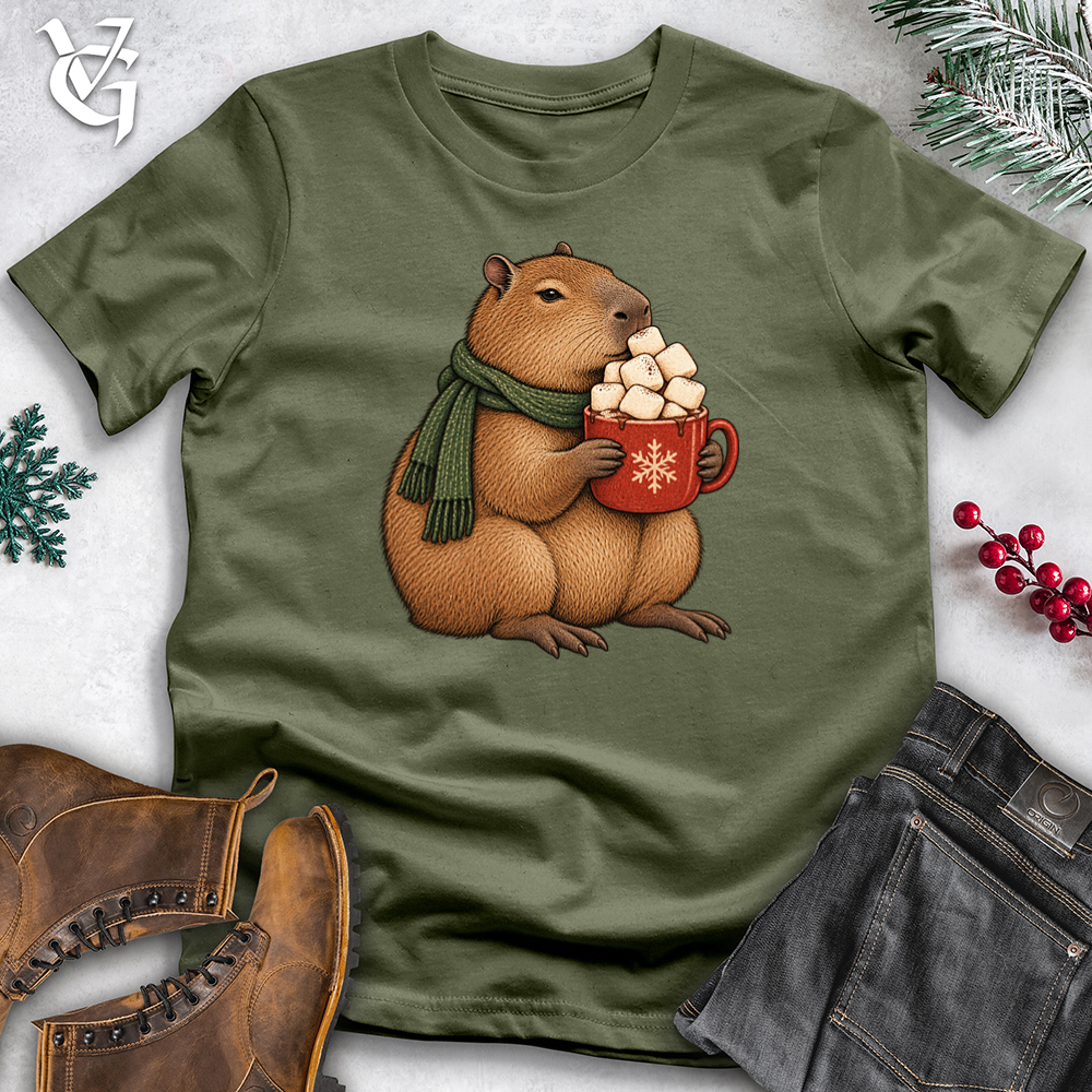 Viking Goods Hot Chocolate Capybara Softstyle Tee Military Green / L