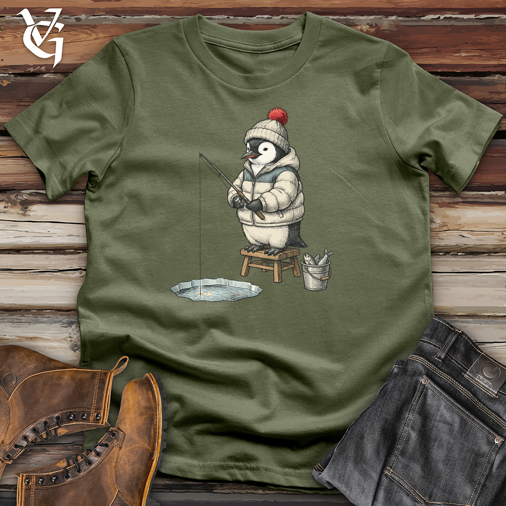 Viking Goods Ice Fisher Penguin Tee Military Green / L