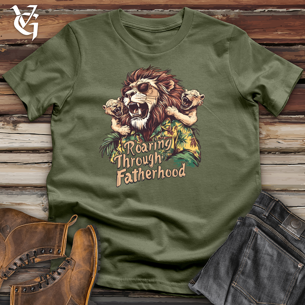 Viking Goods Lion Roaring Through Fatherhood Softstyle Tee Military Green / L