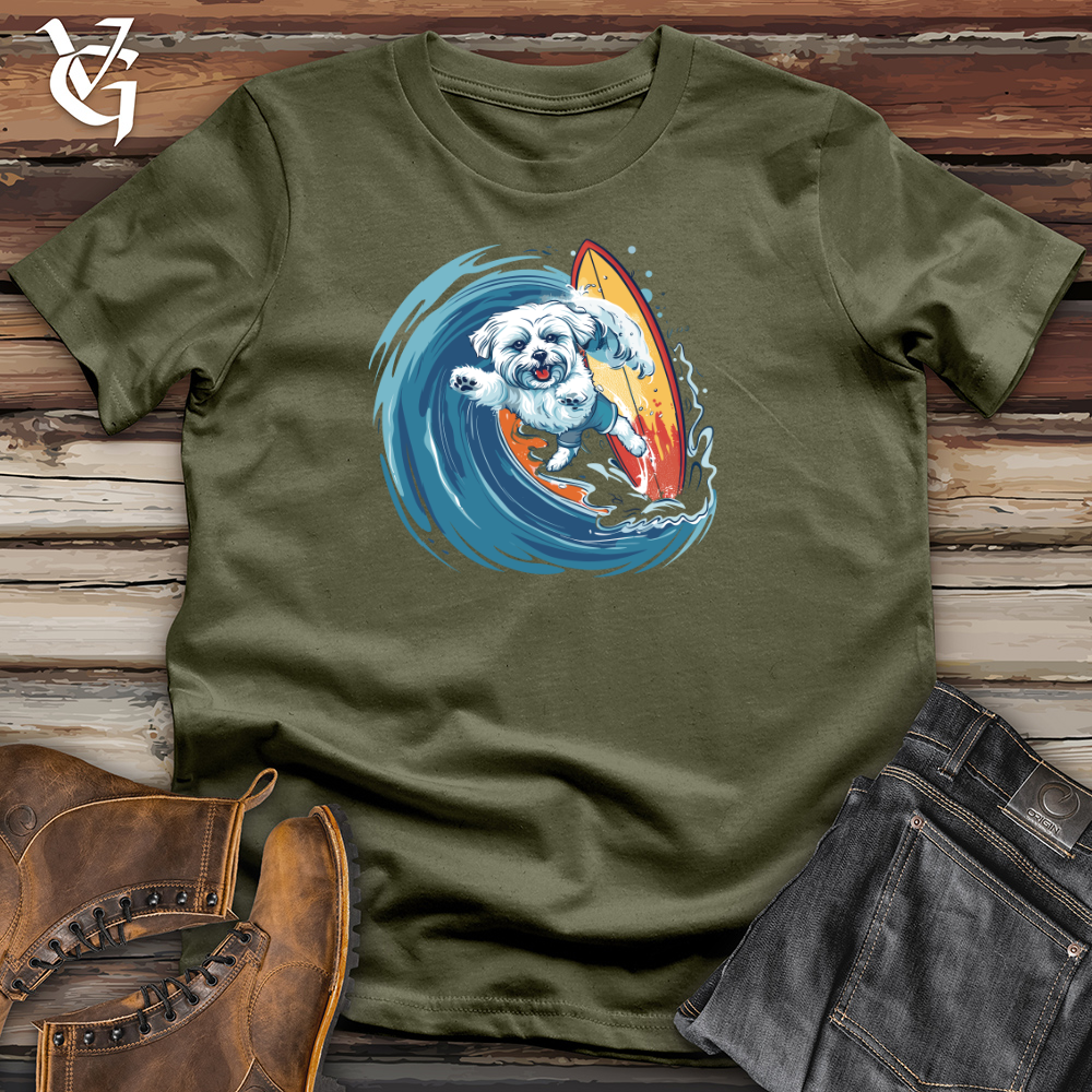 Viking Goods Maltese Surfer Wave Cotton Tee Military Green / L