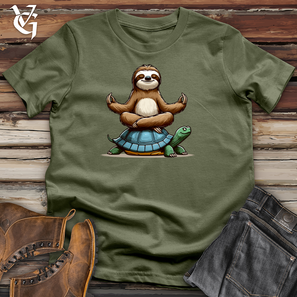Viking Goods Meditation Sloth With Turtle Softstyle Tee Military Green / L