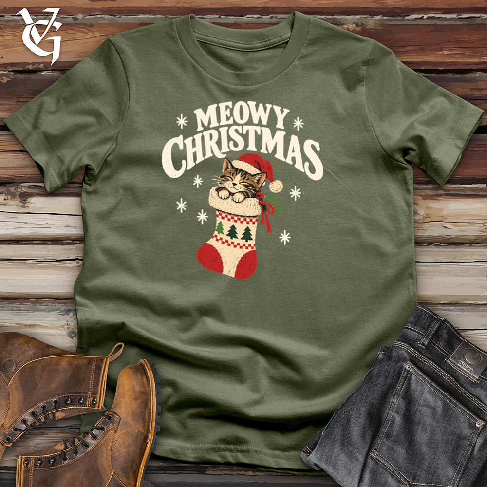 Viking Goods Meowy Christmas Tee Military Green / L