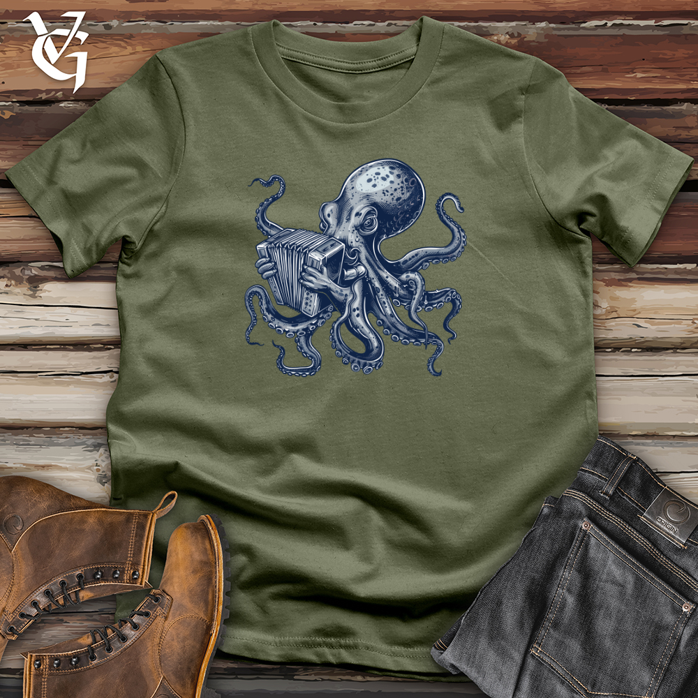 Viking Goods Octopus Accordion Serenade Softstyle Tee Military Green / L