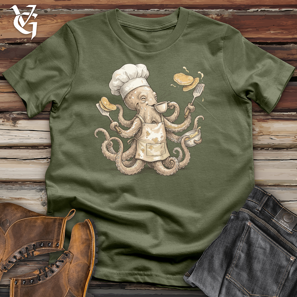 Viking Goods Octopus Chef Pancake Tee Military Green / L