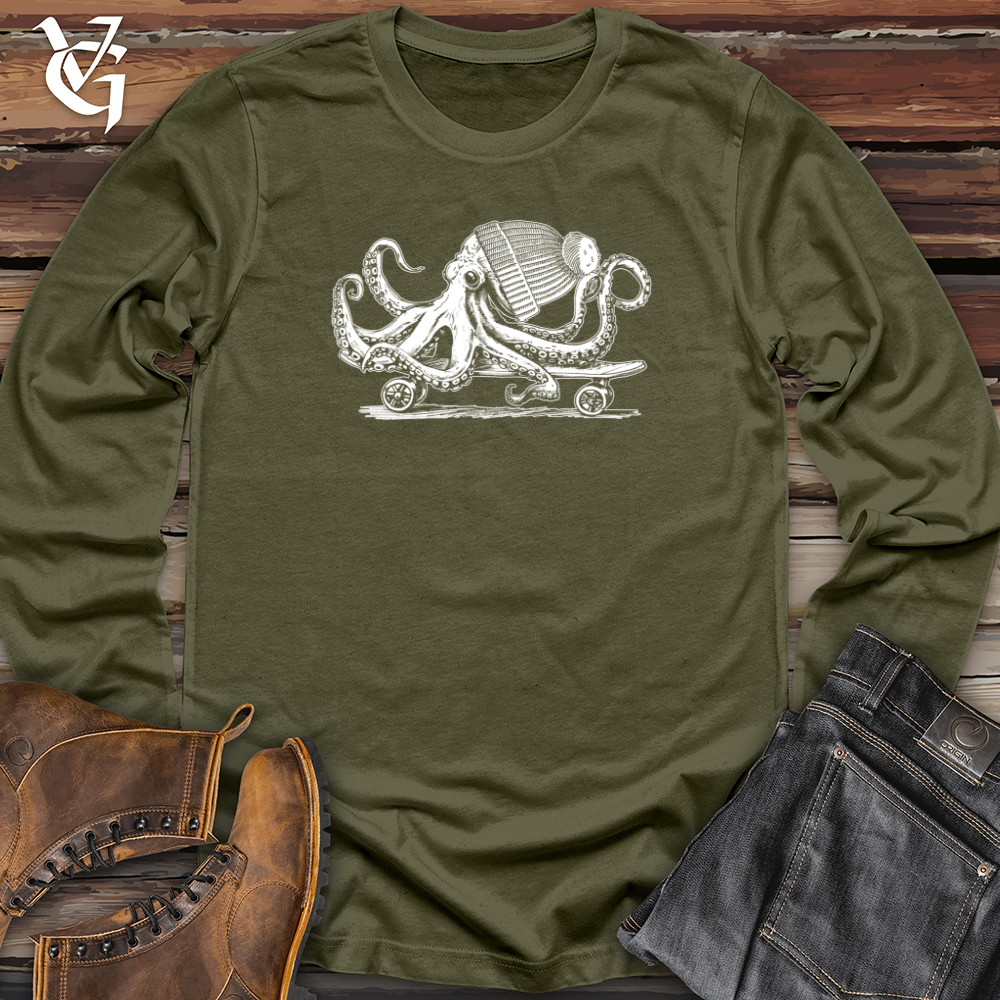 Viking Goods Octopus Chillin Skateboard Long Sleeve Military Green / L