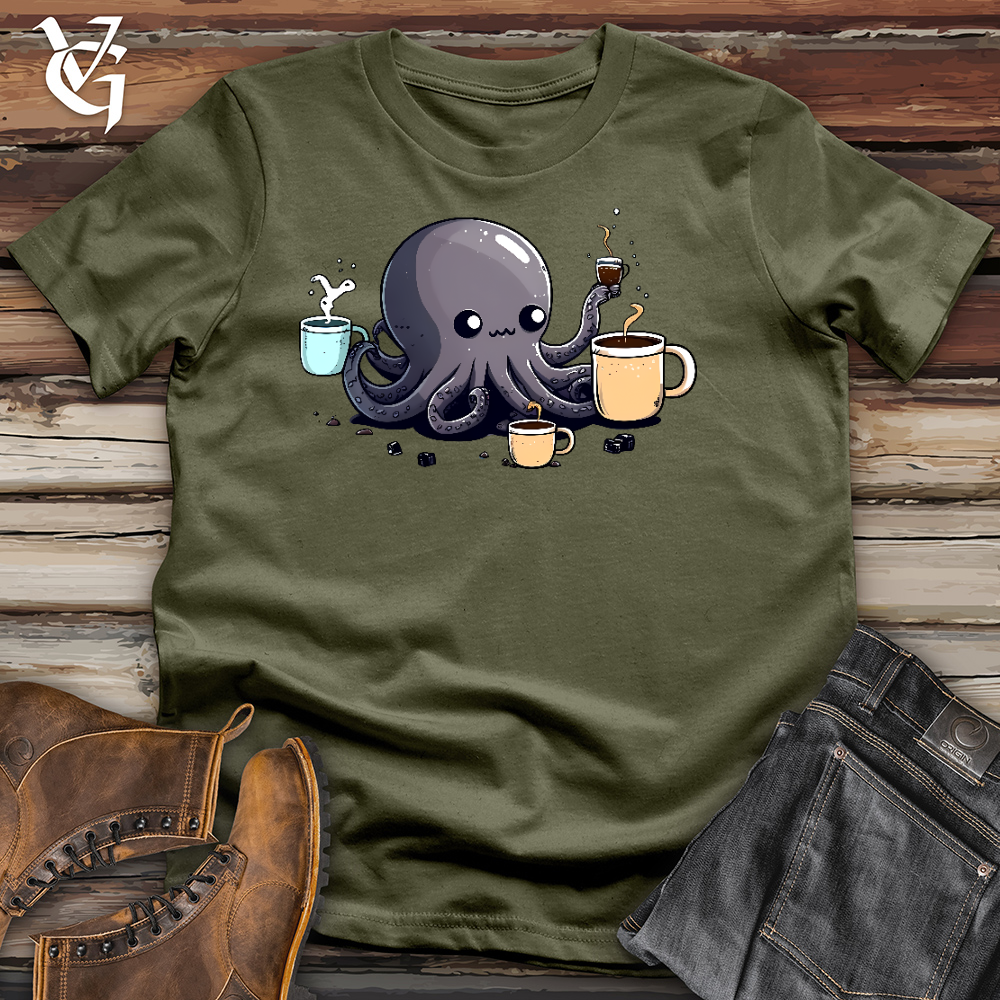 Viking Goods Octopus Coffee Addict Cotton Tee Military Green / L