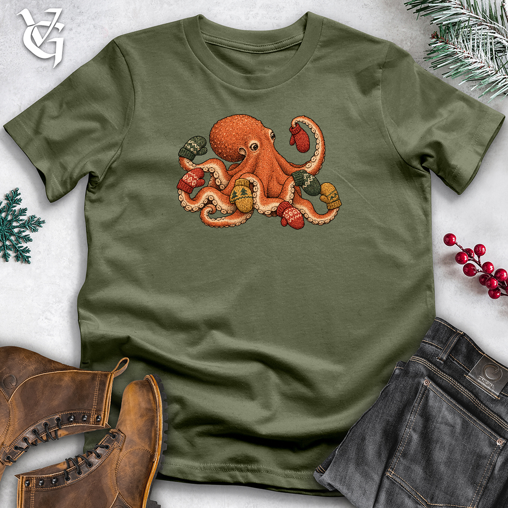 Viking Goods Octopus Mittens Softstyle Tee Military Green / L