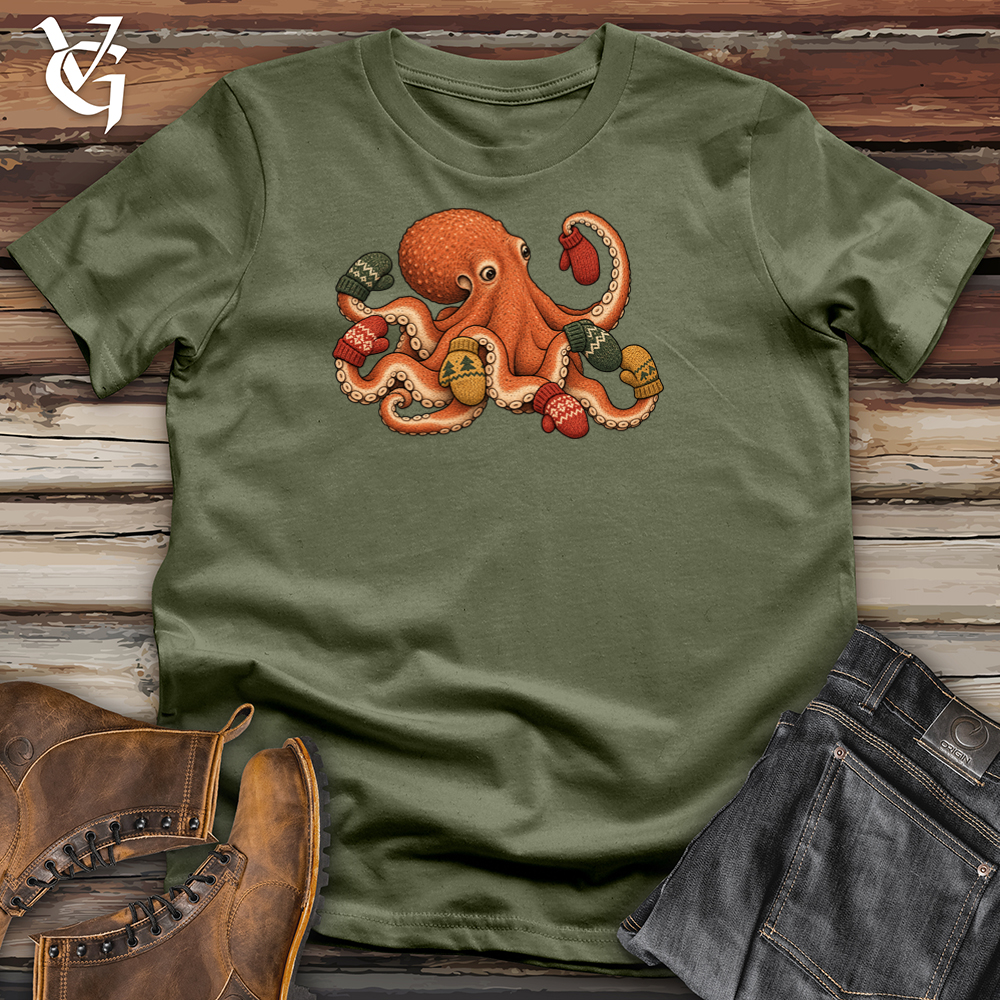 Viking Goods Octopus Mittens Tee Military Green / L