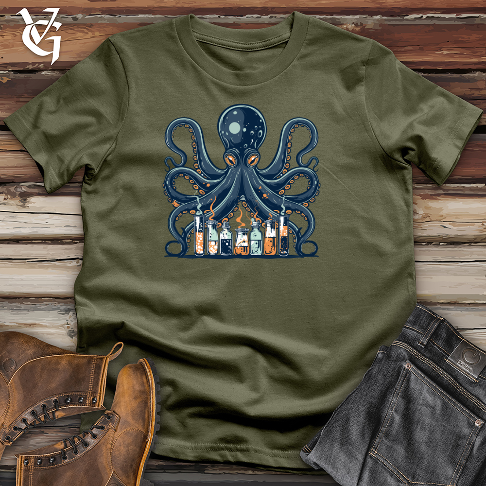 Viking Goods Octopus Scientist Experiment Cotton Tee Military Green / L